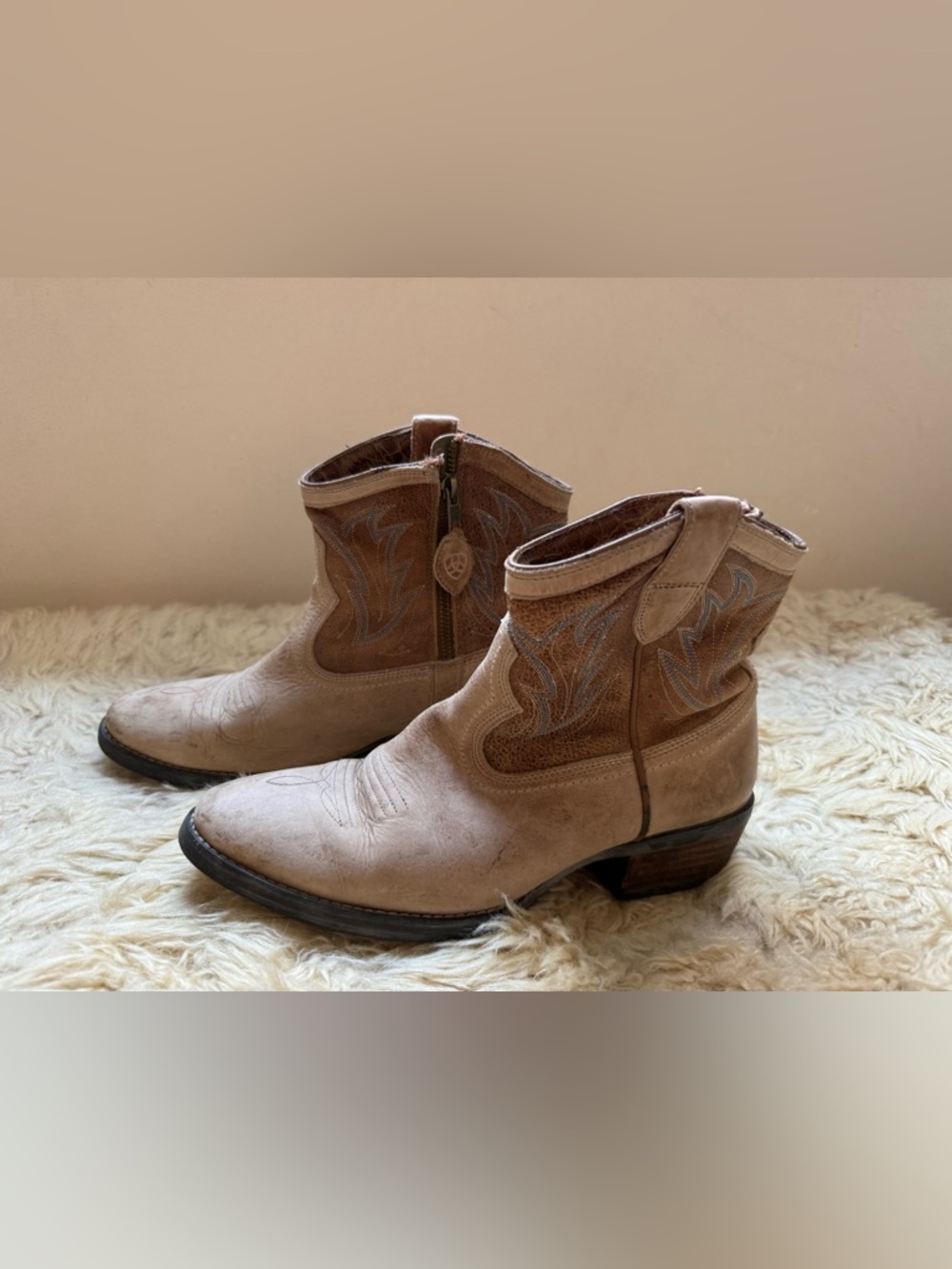 Ariat Brown Distressed Leather Zip Bootie